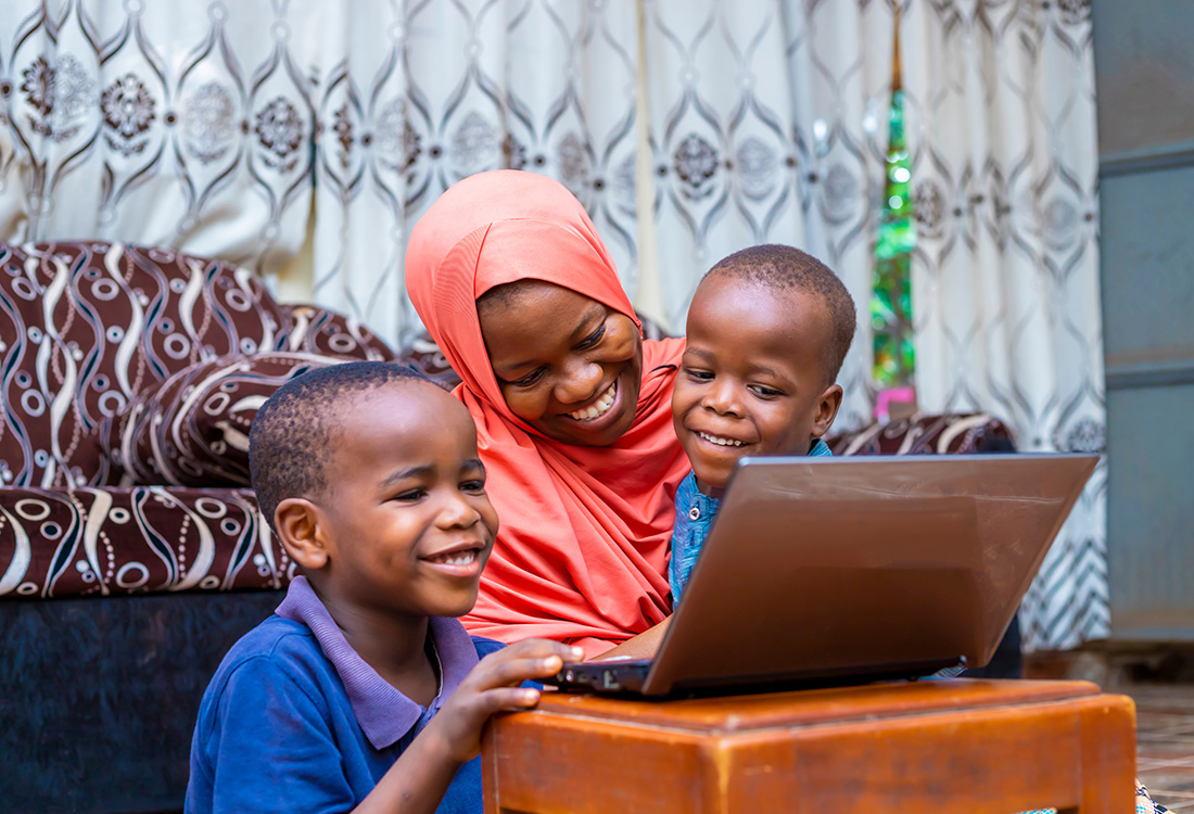 School - Woman Teaching Two Children