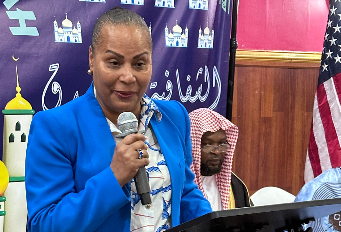 About - The Deputy Mayor Of Newark New Jersey, LiGIA DeFREITAS addressing the people of Hijratus Sunnah Association on the day